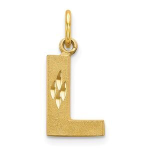 14k Yellow Gold, Julia Collection, Small Satin Block Initial L Pendant